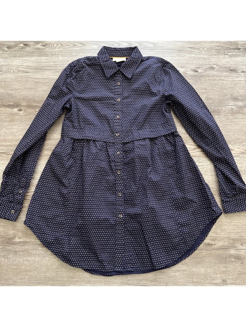 Anthropologie Maeve Peplum‎ Button Down Shirt Womens XS Purple Dot Print